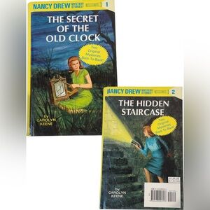 2 Nancy Drew Mysteries Hardback Books 1 & 2 Secret of Old Clock Hidden Staircase